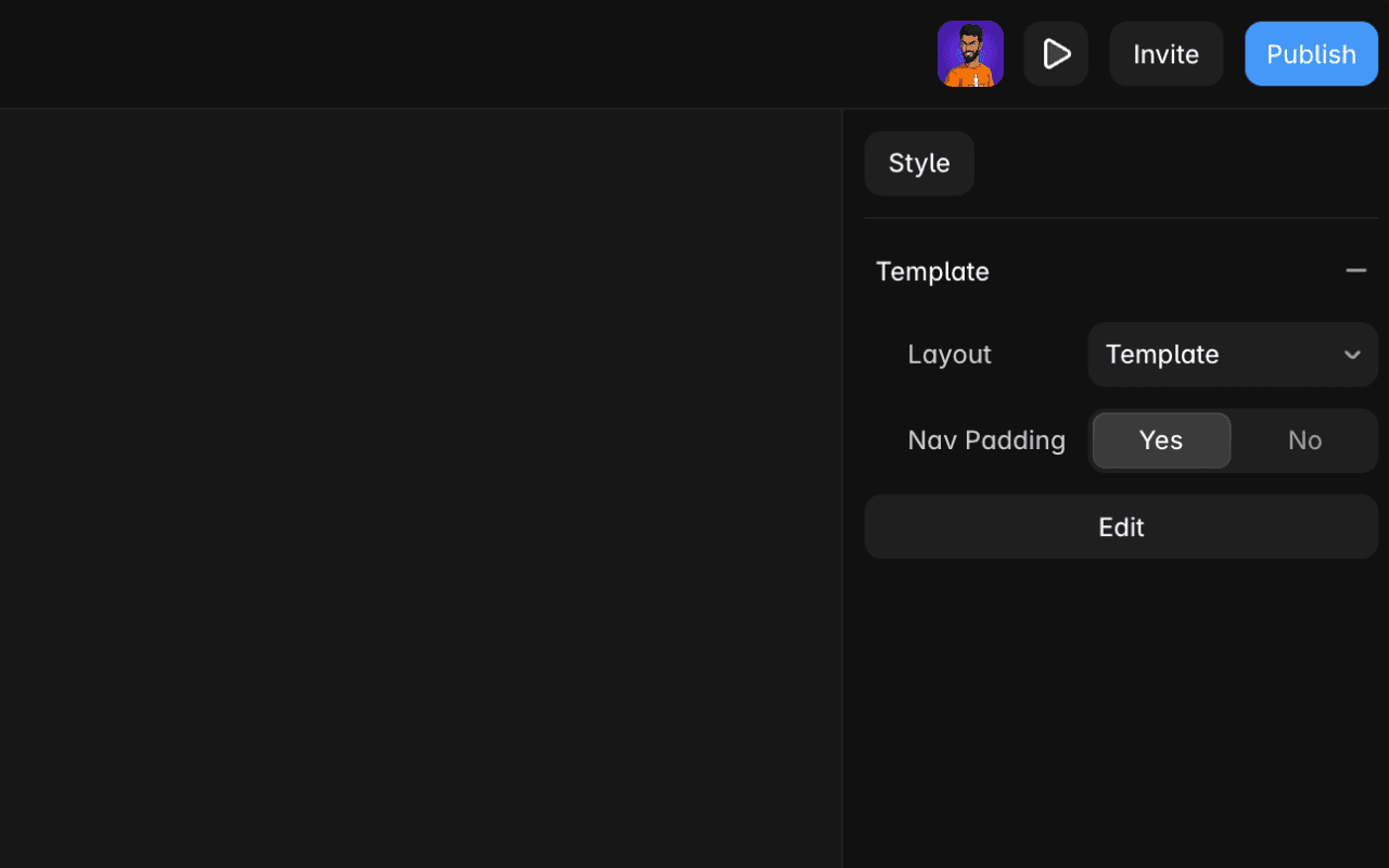 Framer's right panel with the Agent tab hidden and Style selected